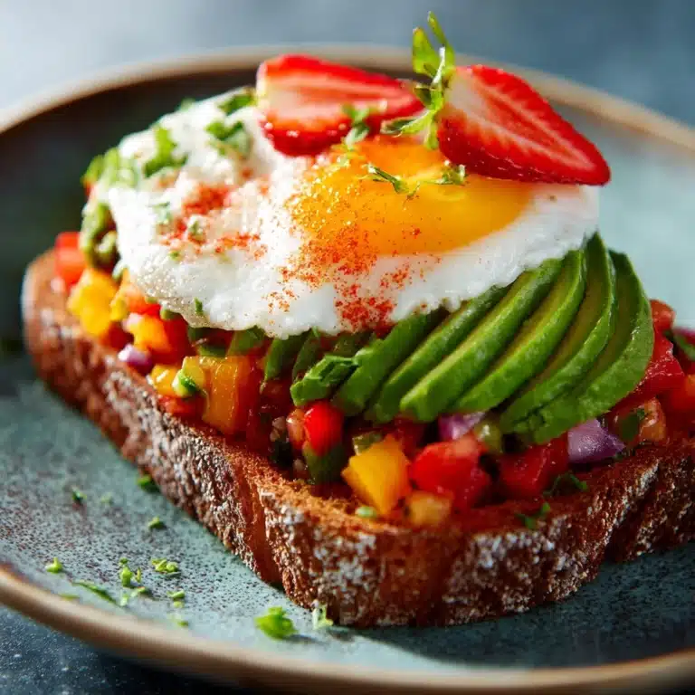 Avocado Toast with Fried Eggs & Fresh Fruit Recipe