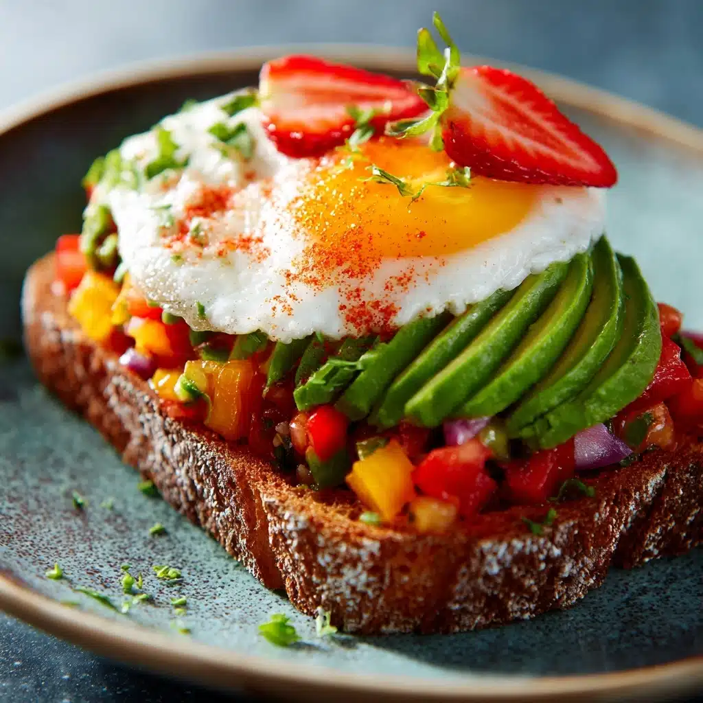 Avocado Toast with Fried Eggs & Fresh Fruit Recipe - Recipe Image