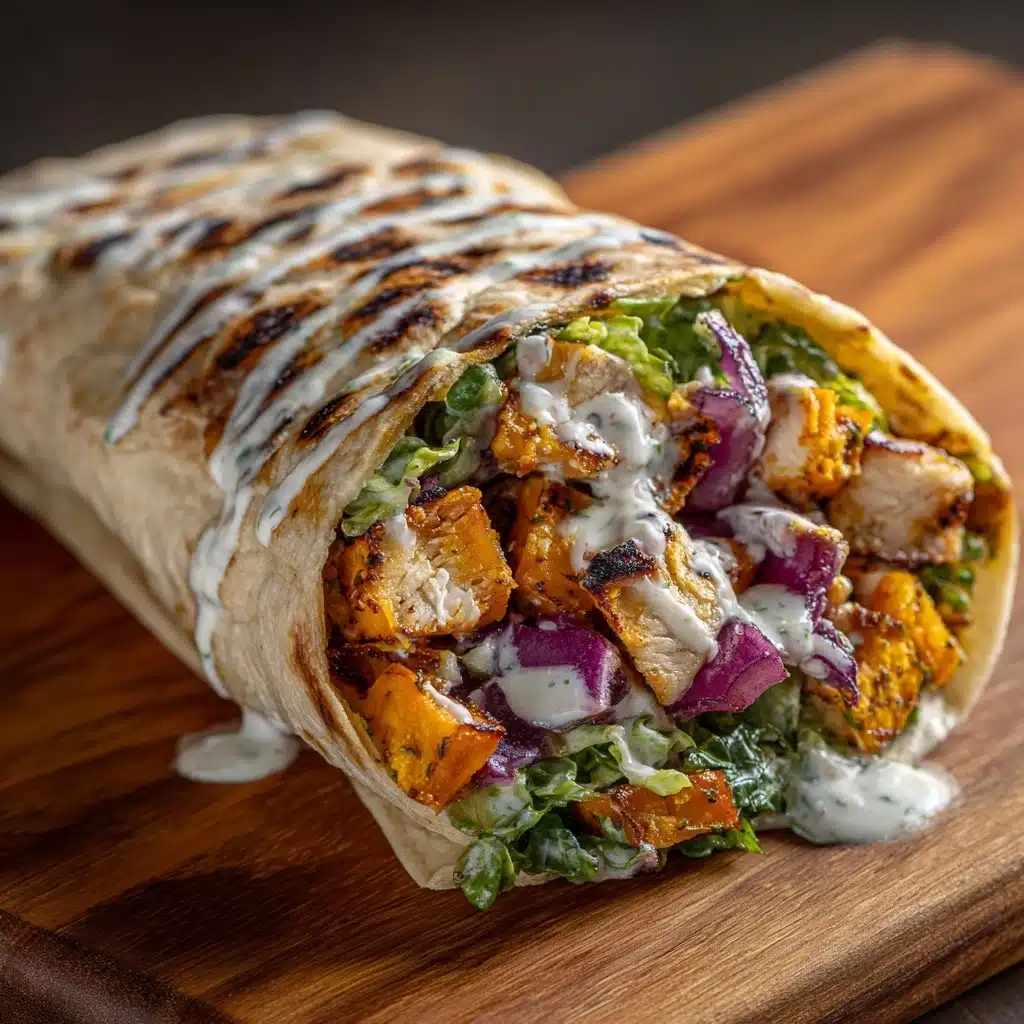 Curry Chicken Gyro and Tahini Sweet Potatoes Recipe - Recipe Image