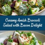 Amish Broccoli Salad with Creamy Dressing and Bacon Recipe