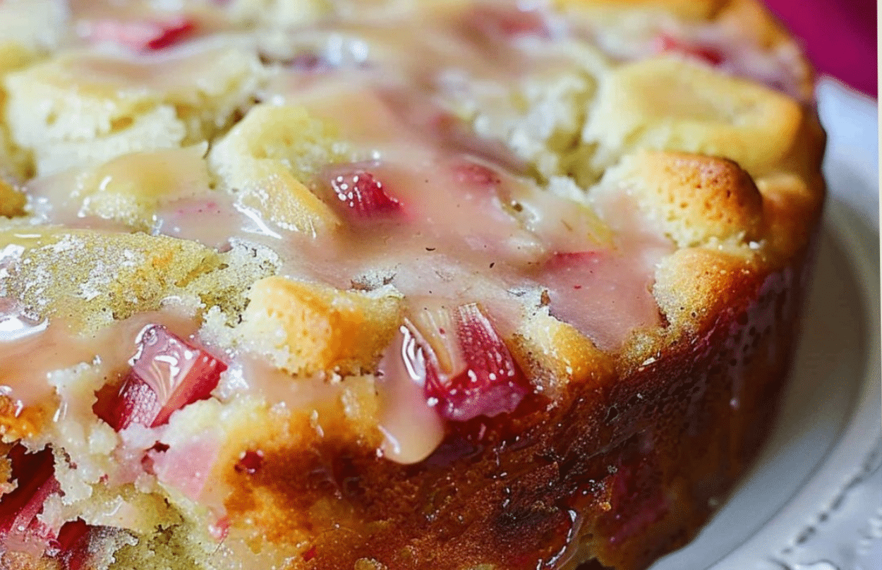 Rhubarb Cake with Butter Sauce Recipe