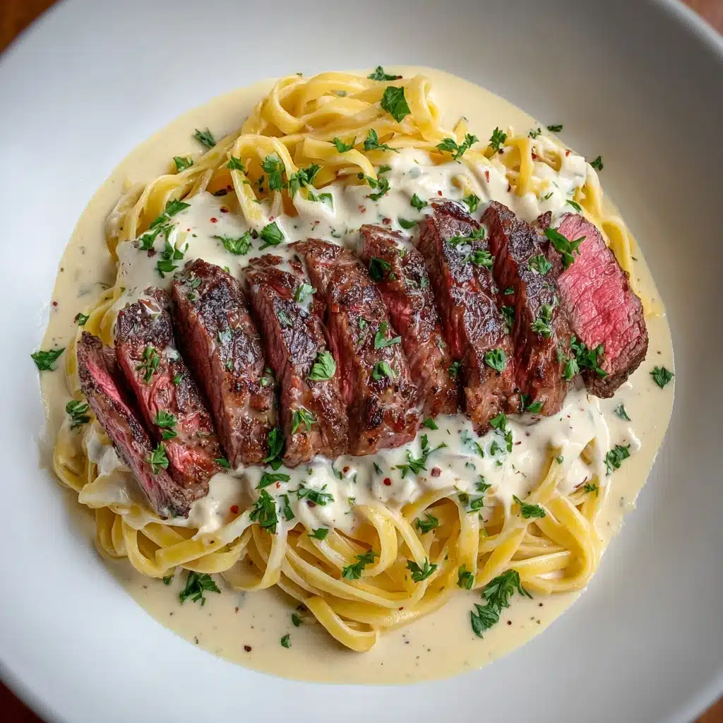 Creamy Cajun Steak Alfredo Recipe - Recipe Image