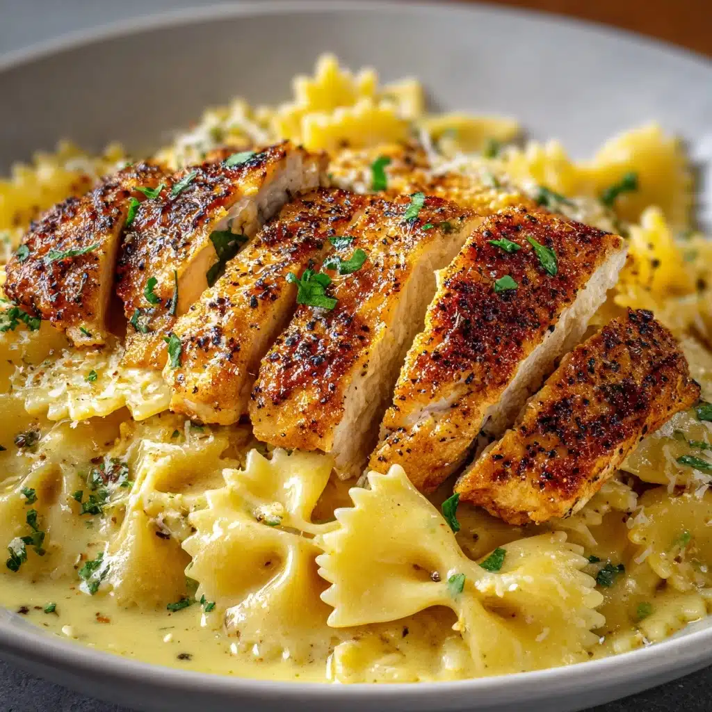 Lemon Garlic Chicken with Creamy Bowtie Pasta Recipe - Recipe Image