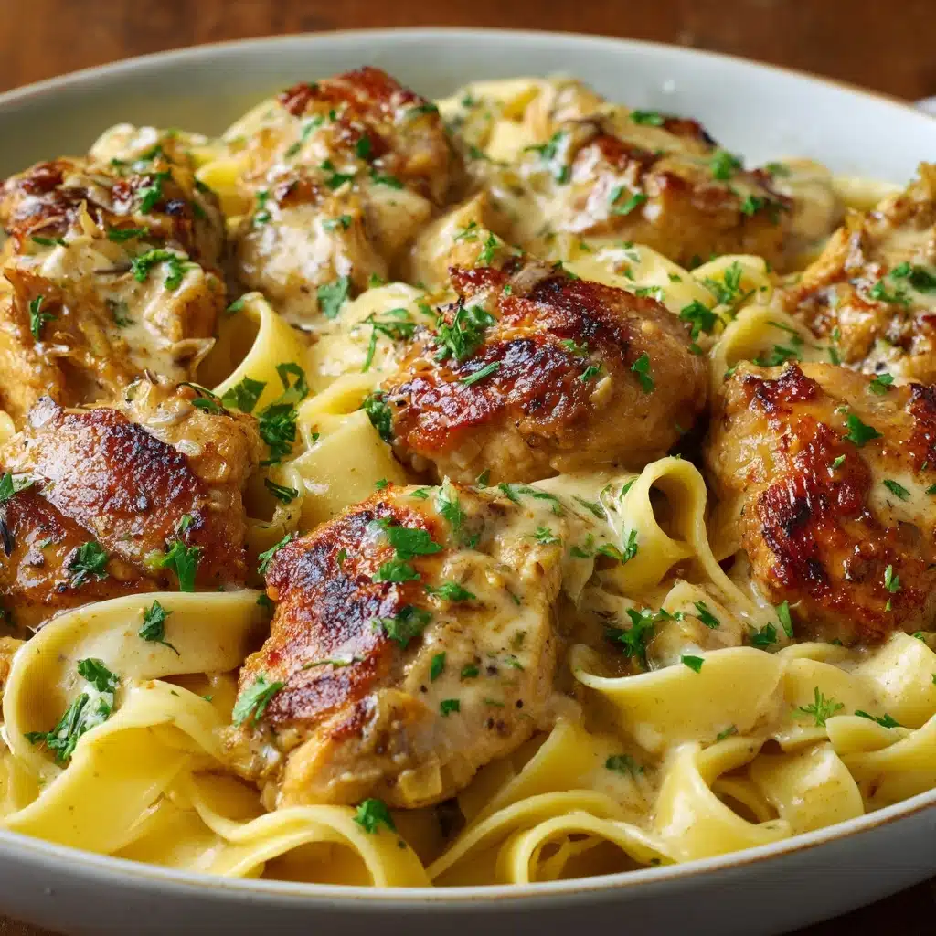 Chicken Bites with Creamy Parmesan Pasta Recipe - Recipe Image