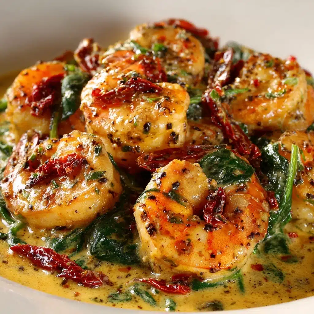 Creamy Sun-Dried Tomato Shrimp with Spinach Pasta Recipe - Recipe Image