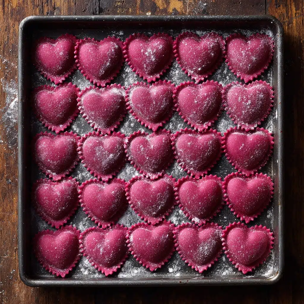 Ricotta and Sage Filled Beetroot Ravioli Hearts Recipe - Recipe Image
