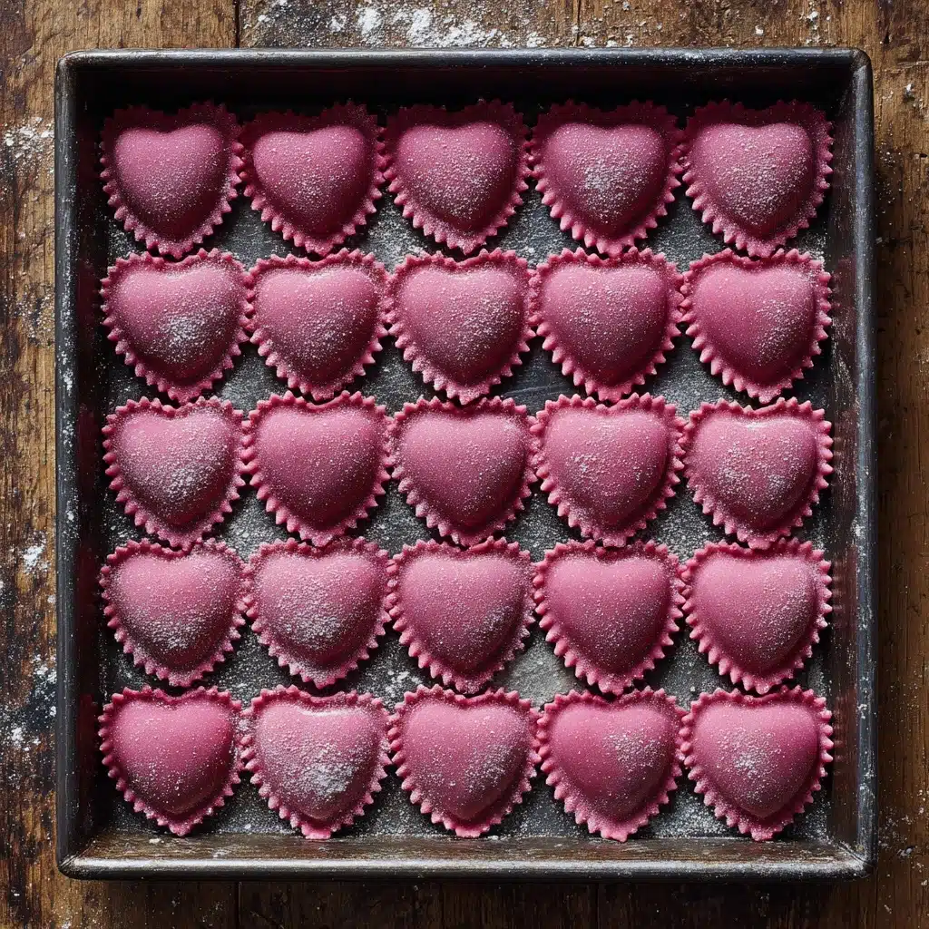 Ricotta and Sage Filled Beetroot Ravioli Hearts Recipe - Recipe Image