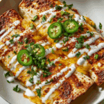 Jalapeño Popper Cheesy Chicken Enchiladas with Creamy Sauce Recipe