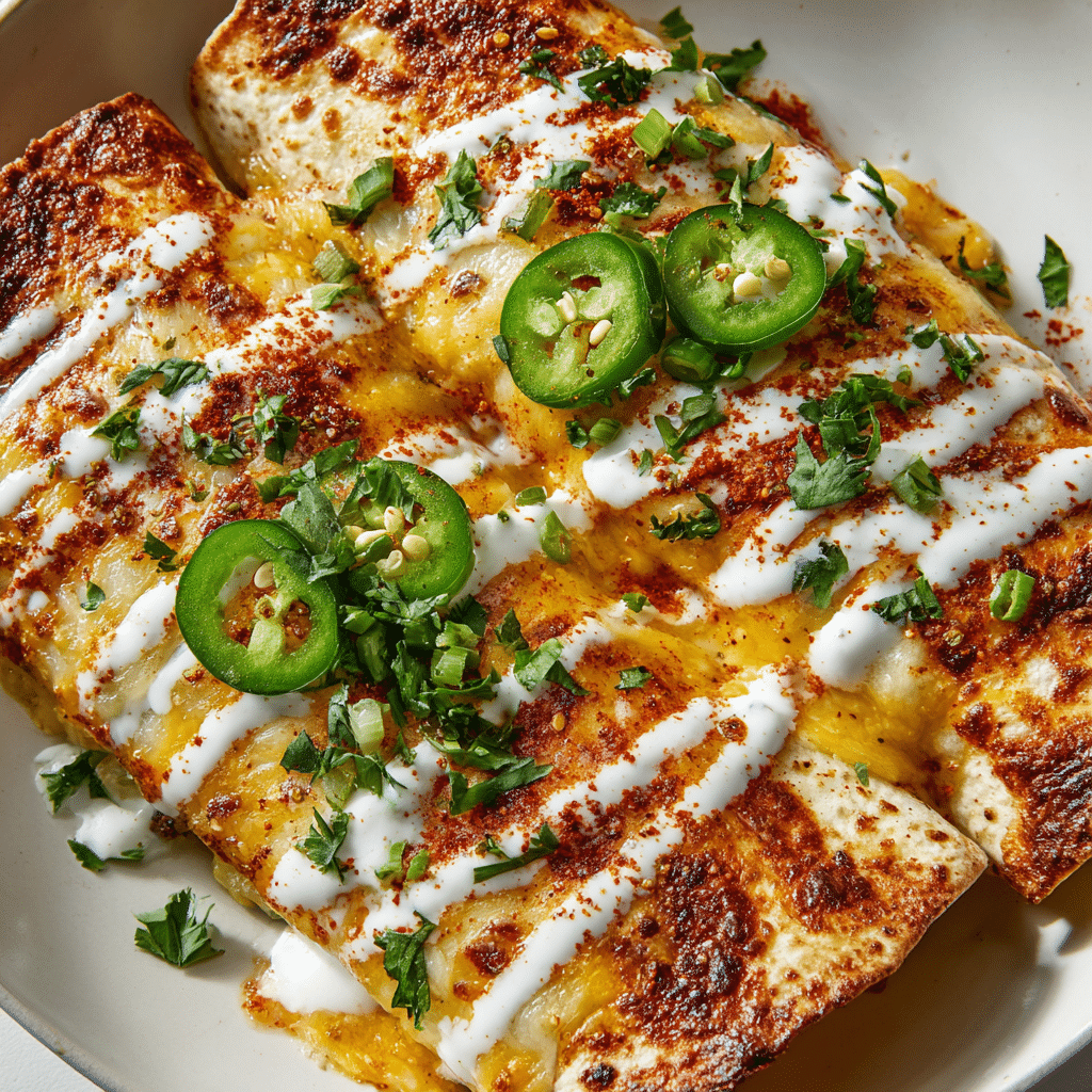 Jalapeño Popper Cheesy Chicken Enchiladas with Creamy Sauce Recipe