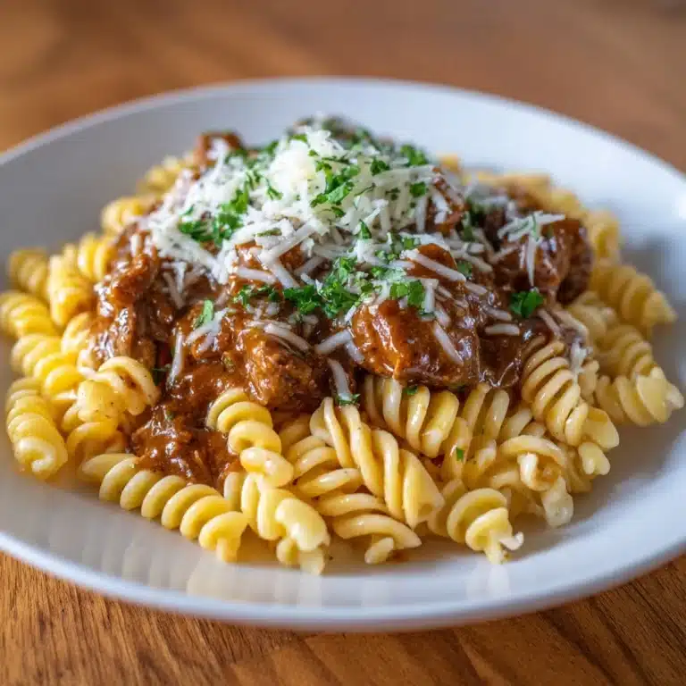 Slow Cooker Creamy Garlic Beef Pasta Recipe