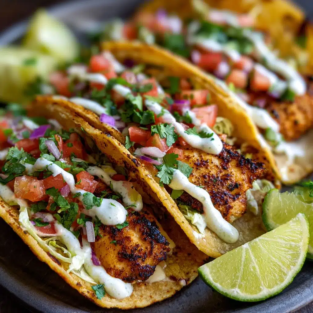 Fish Tacos with Garlic Lime Crema Recipe