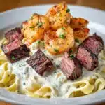 Cajun Shrimp and Steak Alfredo Pasta Recipe