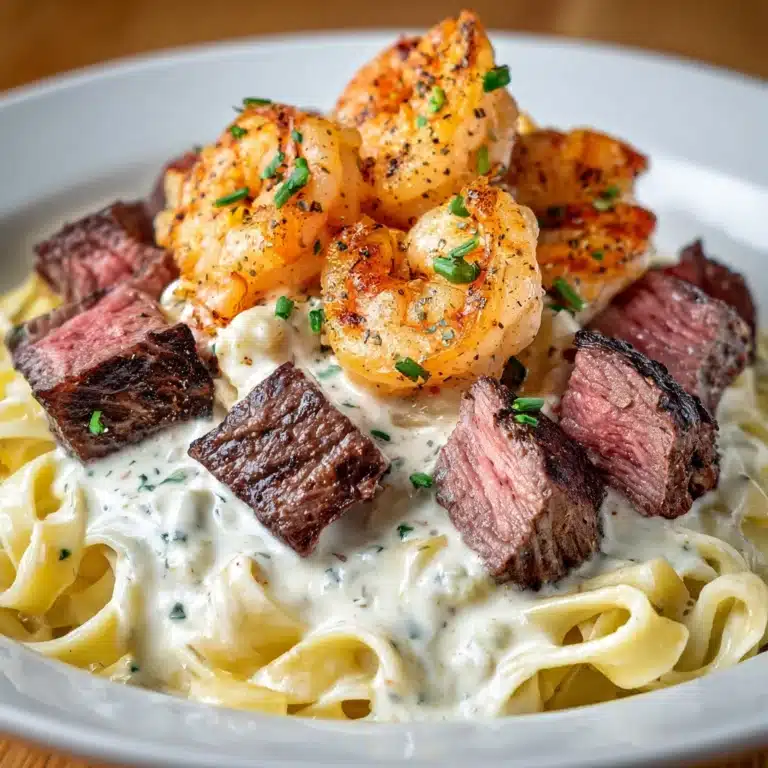 Cajun Shrimp and Steak Alfredo Pasta Recipe