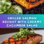 Grilled Salmon with Black Rice and Creamy Cucumber Salad Recipe