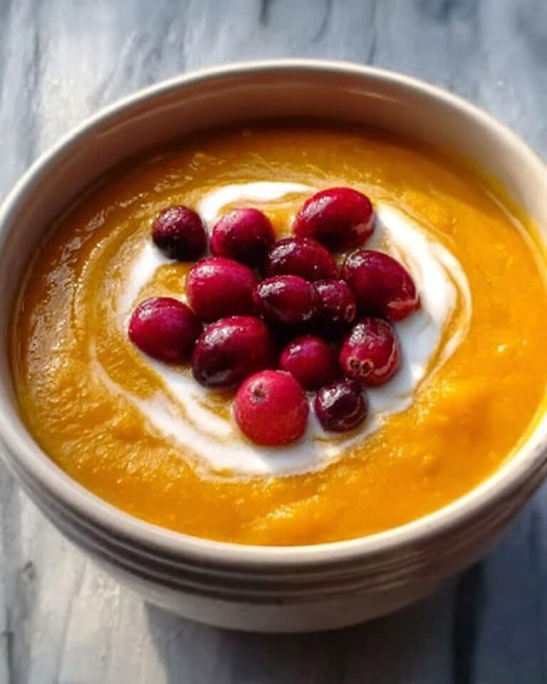 Roasted Butternut Squash Soup with Cream Cheese and Cranberries Recipe