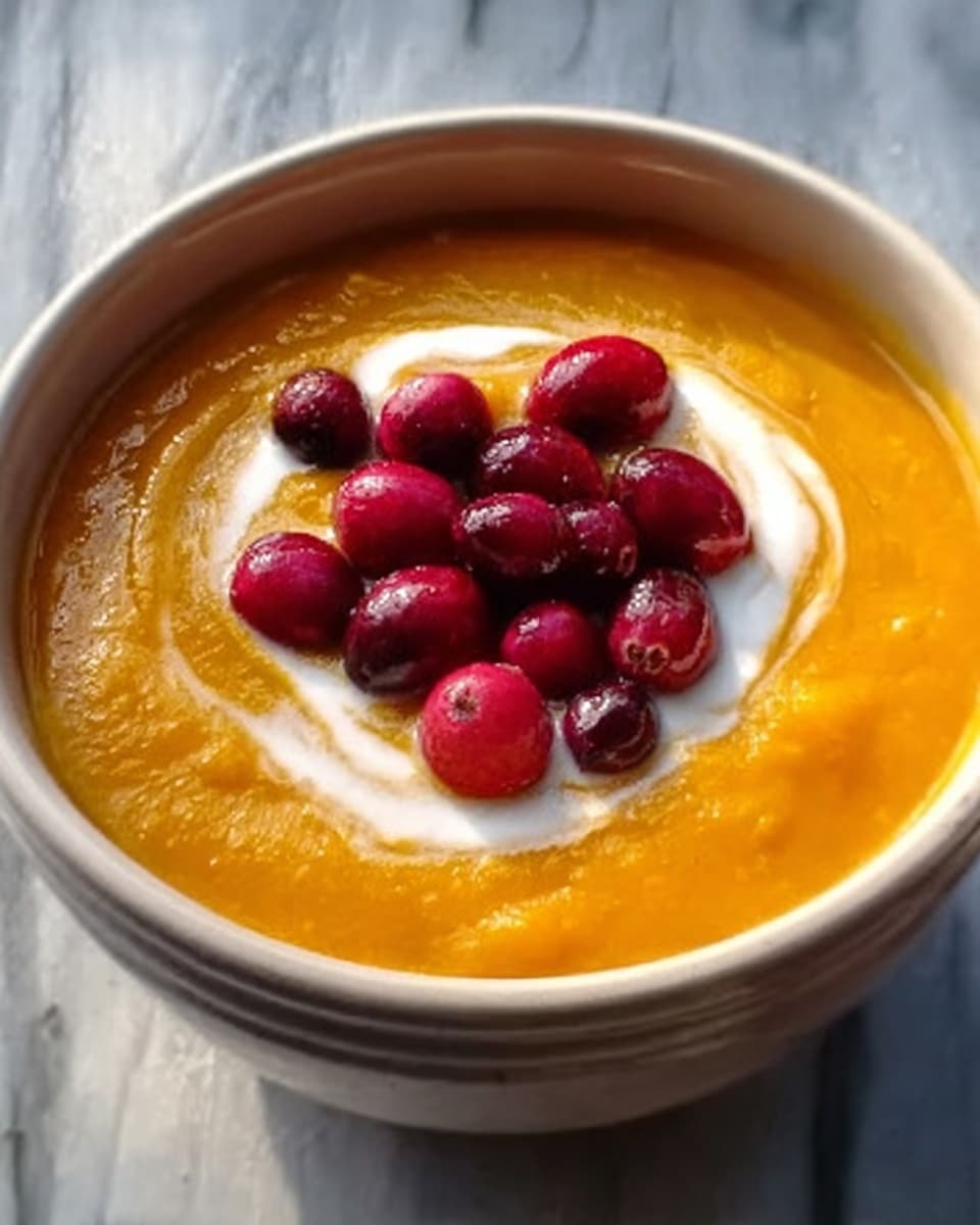 Roasted Butternut Squash Soup with Cream Cheese and Cranberries Recipe