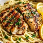 Garlic Butter Chicken Bites with Lemon Parmesan Linguine Recipe