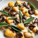 Sweet Potato Gnocchi with Creamy Mushrooms and Crispy Sage Recipe