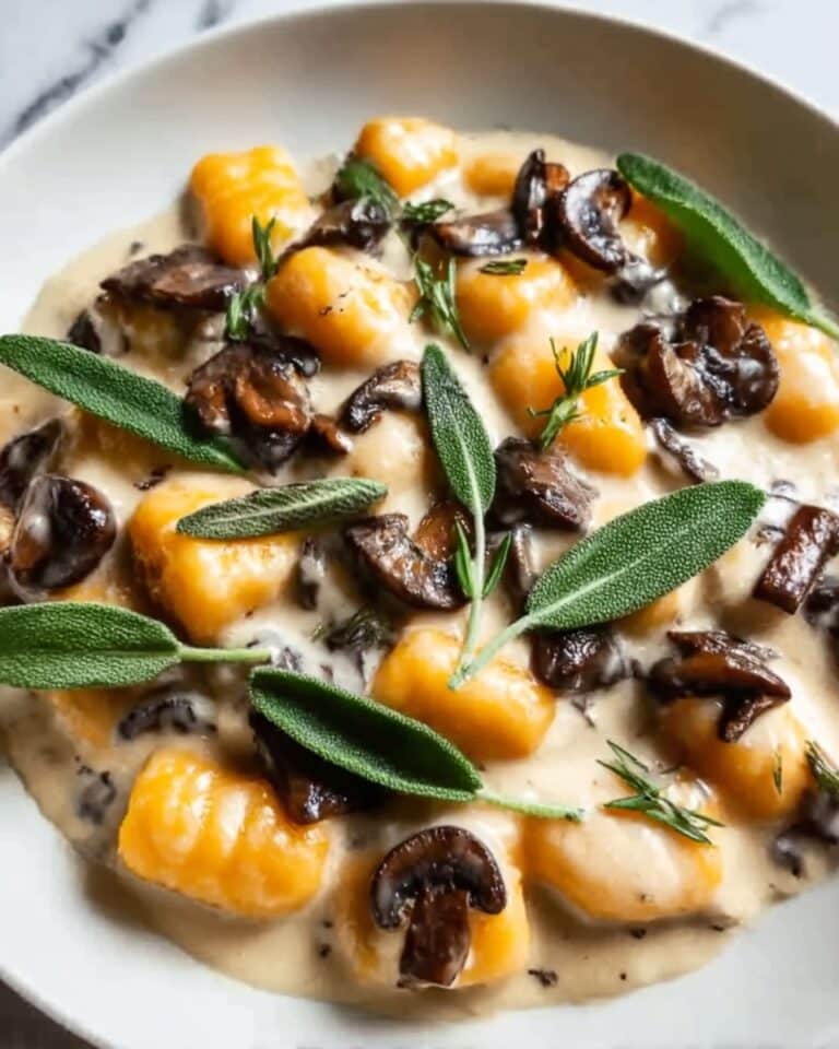 Sweet Potato Gnocchi with Creamy Mushrooms and Crispy Sage Recipe