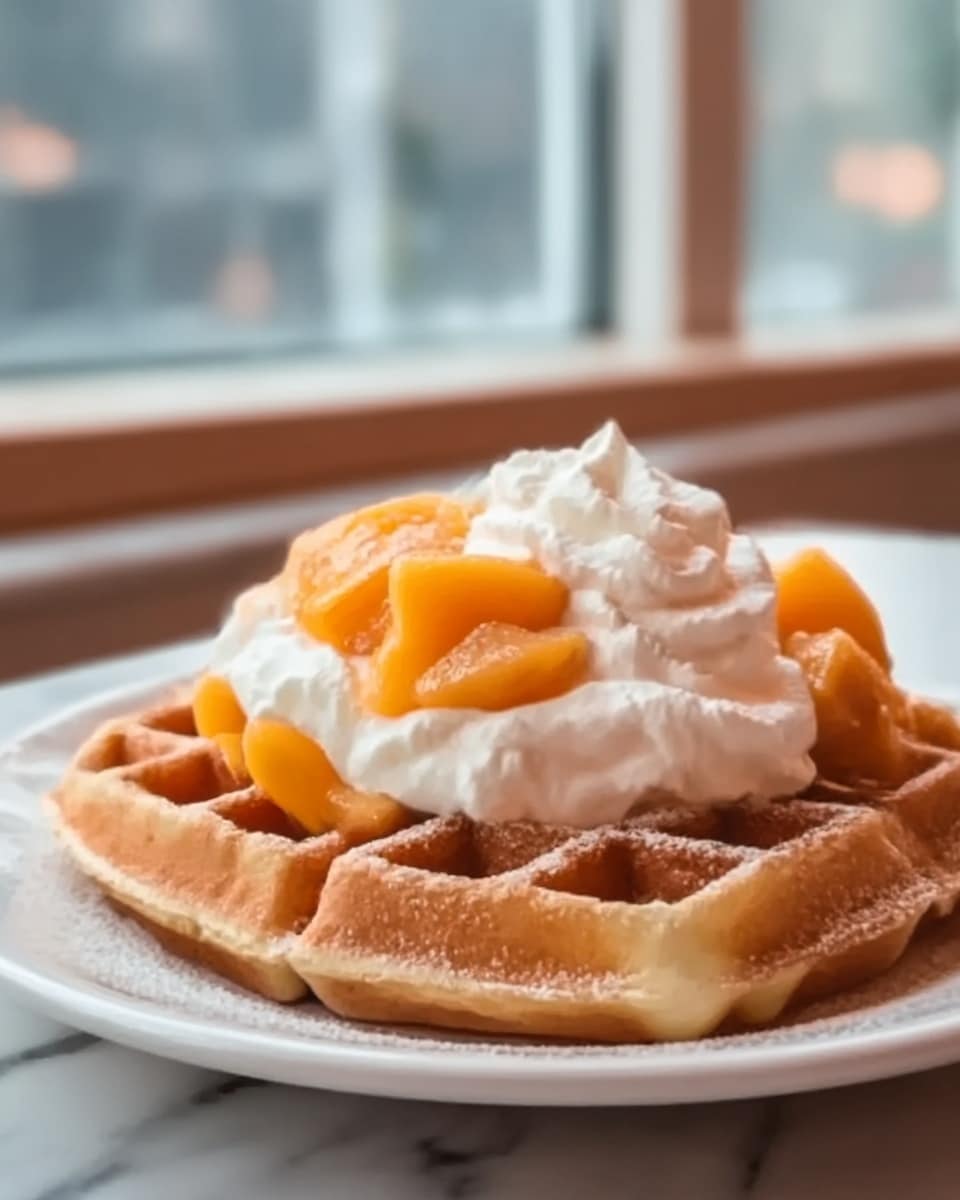 Fluffy Peach Waffles Recipe - Recipe Image