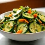 Refreshing Cucumber Salad with Carrot, Green Onions, and Tangy Soy-Vinegar Dressing Recipe