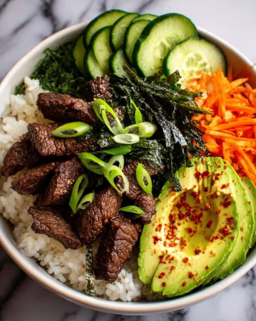 Korean BBQ Beef Rice Stack Recipe