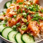 Crispy Rice Salmon Cucumber Salad with Creamy Asian Dressing Recipe
