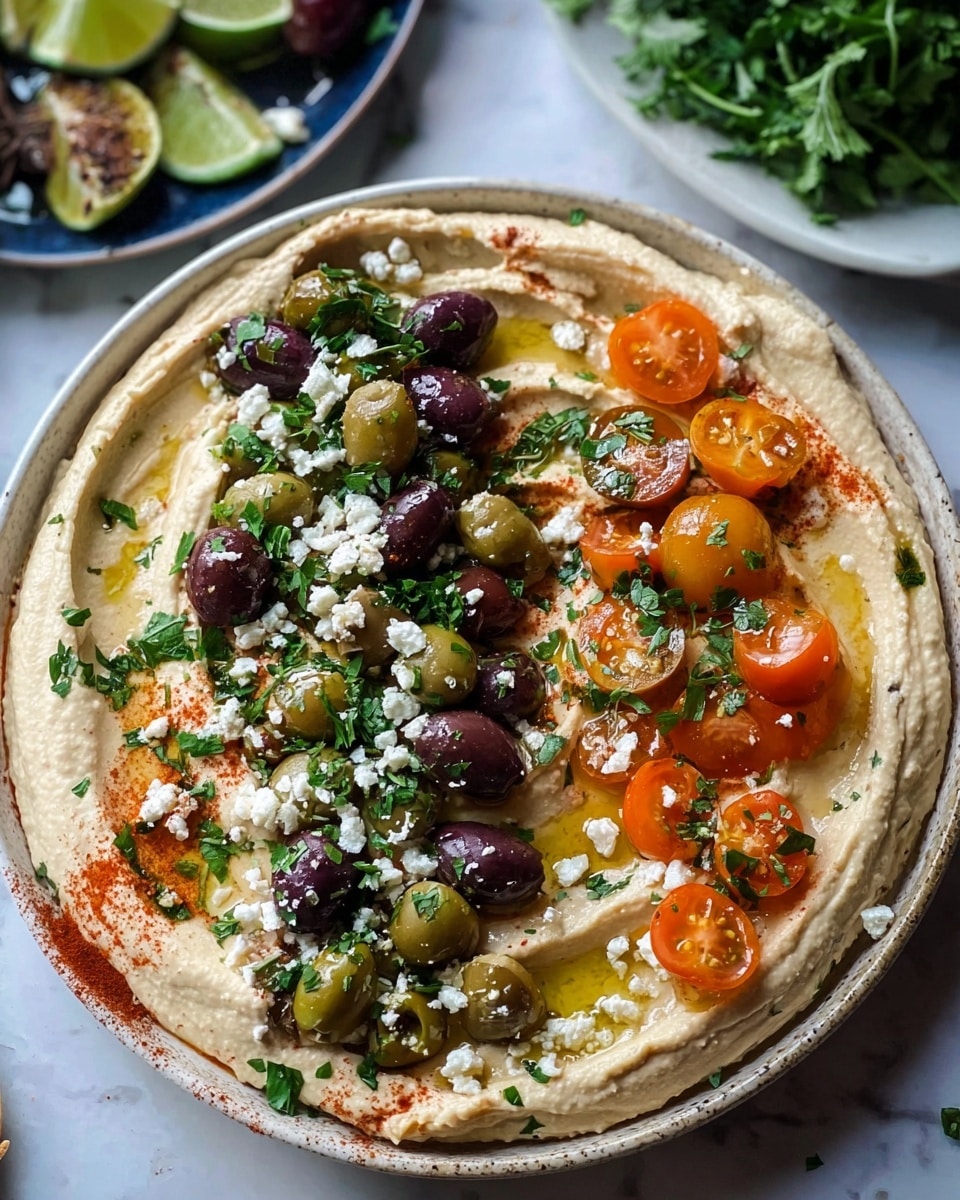 Greek Style Loaded Hummus Recipe - Recipe Image
