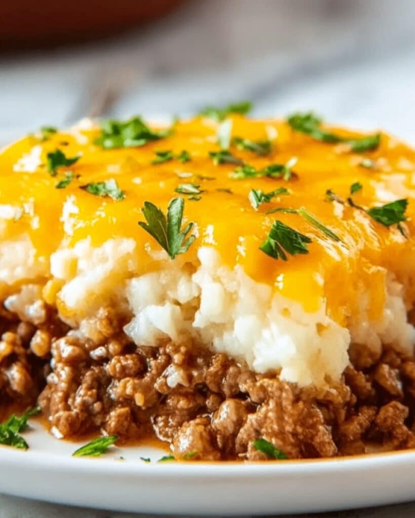 Cheddar-Crusted Ground Beef and Rice Casserole Recipe