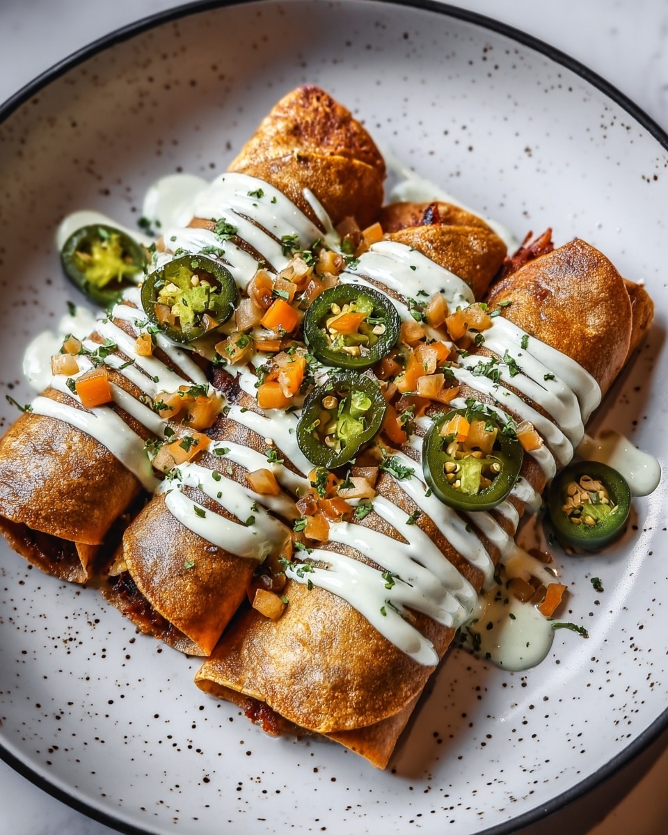 Cheesy Pumpkin Taquitos with Roasted Jalapeño Pepita Crema Recipe - Recipe Image