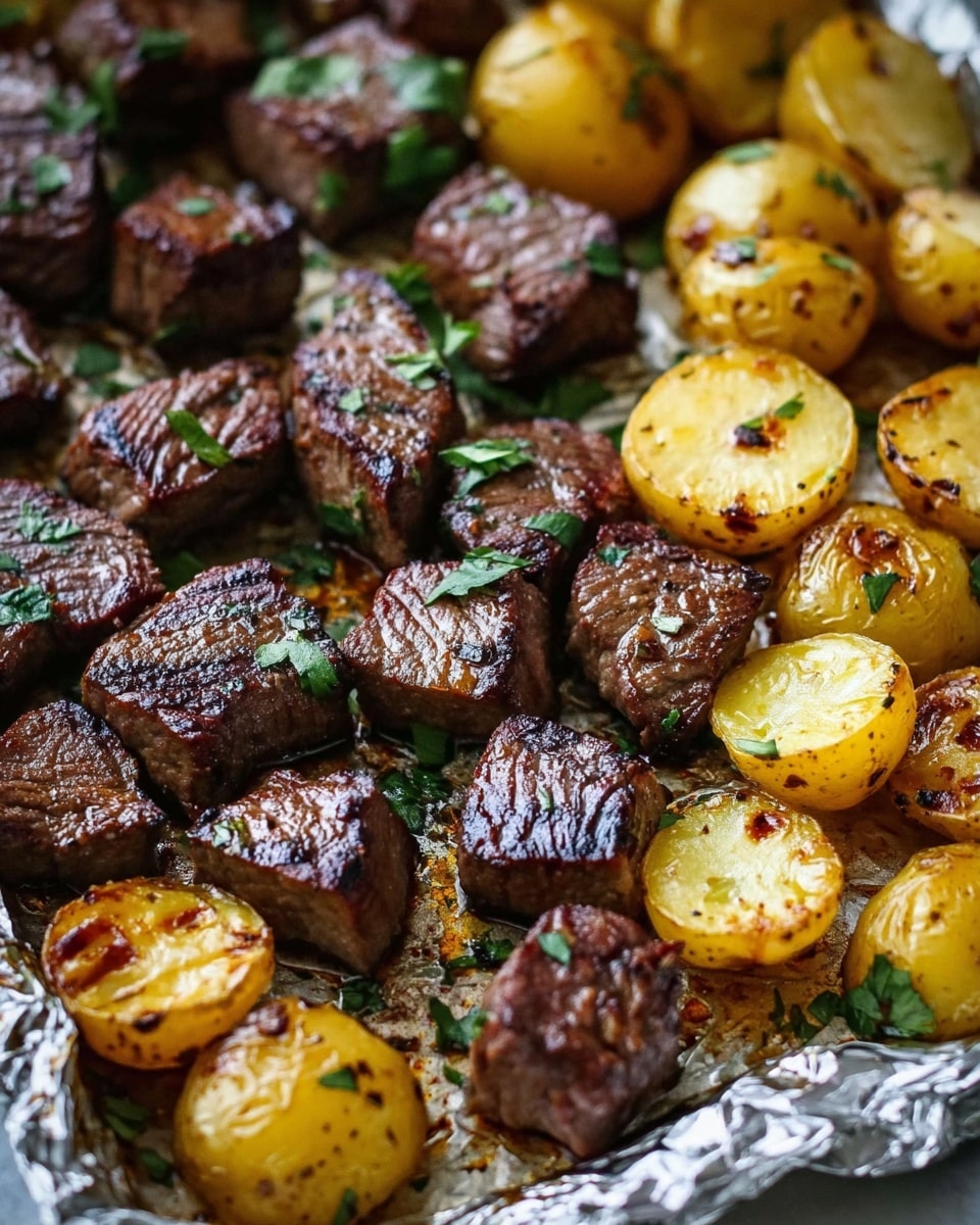 Garlic Steak and Potato Foil Packs Recipe - Recipe Image
