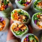 Chicken Spring Rolls with Hoisin Peanut Dipping Sauce Recipe