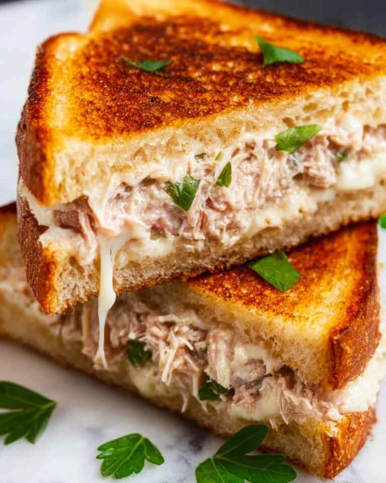 Tuna Melt Sandwich with Fresh Herbs and Melty Cheese Recipe