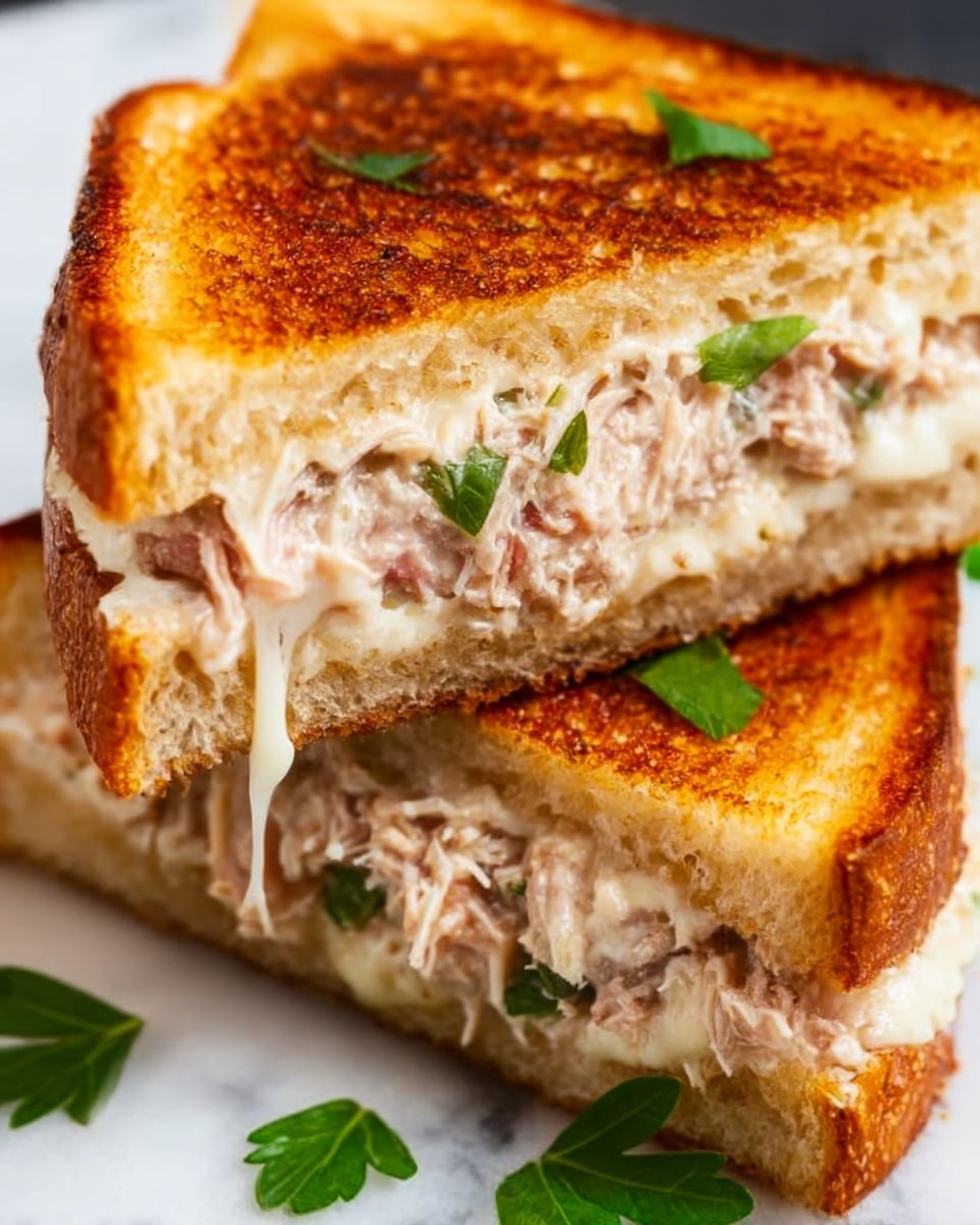 Tuna Melt Sandwich with Fresh Herbs and Melty Cheese Recipe