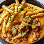 Creamy Butter Chicken in Garlic-Infused Sauce with Golden Crispy Fries Recipe