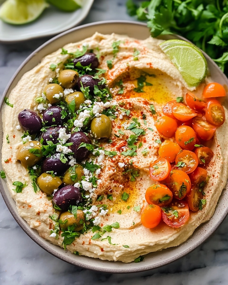 Greek Style Loaded Hummus Recipe - Recipe Image