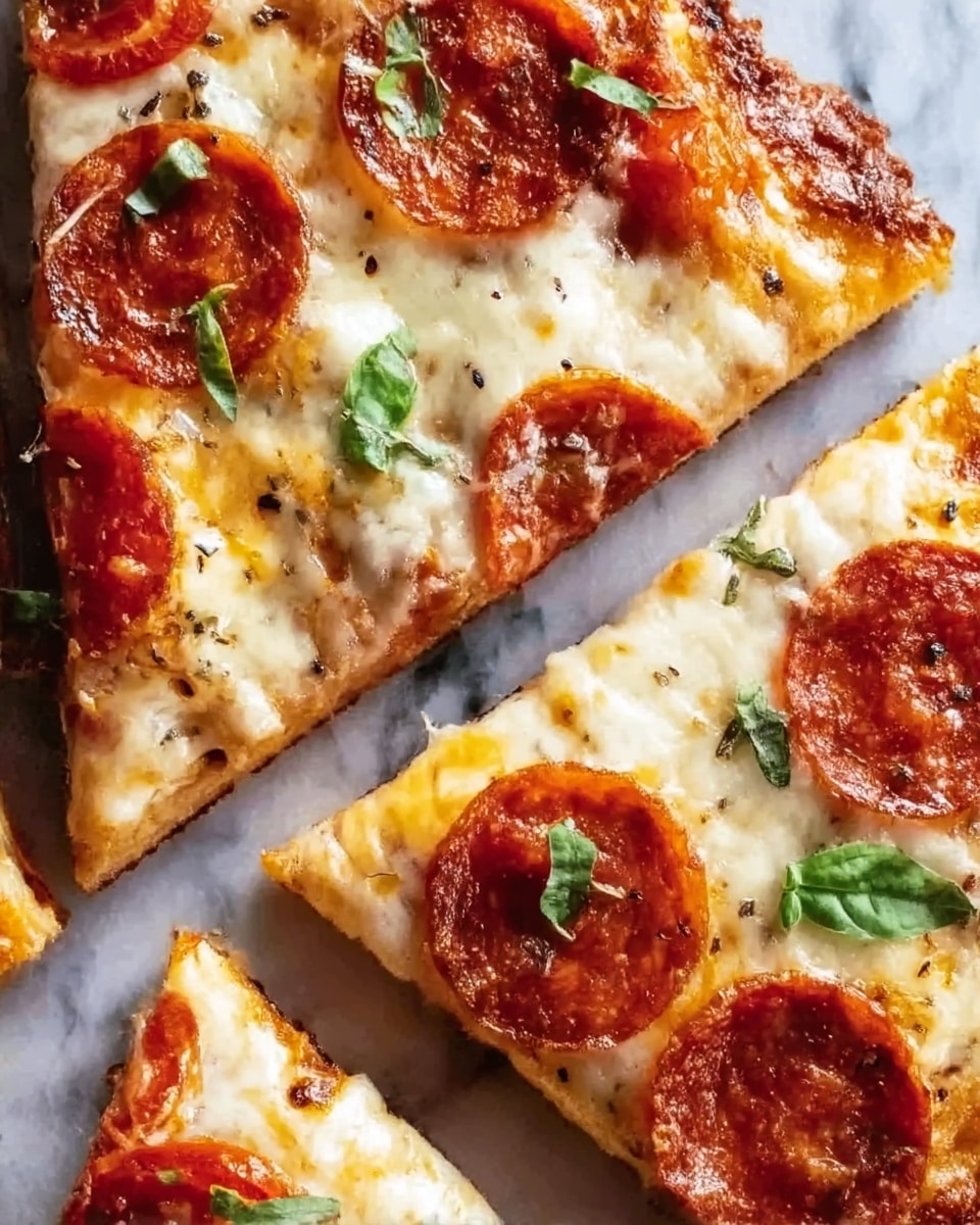 Cheesy Quesadizza Recipe with Pepperoni and Basil Recipe - Recipe Image