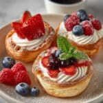 Mini Dutch Baby Pancakes with Fresh Berries and Powdered Sugar Recipe