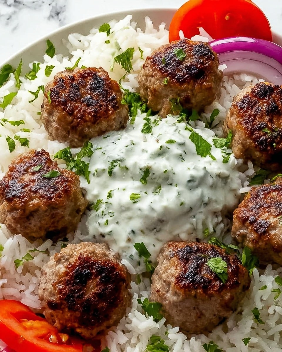 Greek Meatball Bowl with Tzatziki, Rice & Fresh Veggies Recipe - Recipe Image