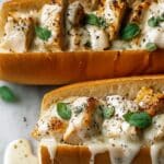 Chicken Alfredo Stuffed Garlic Bread Subs Recipe