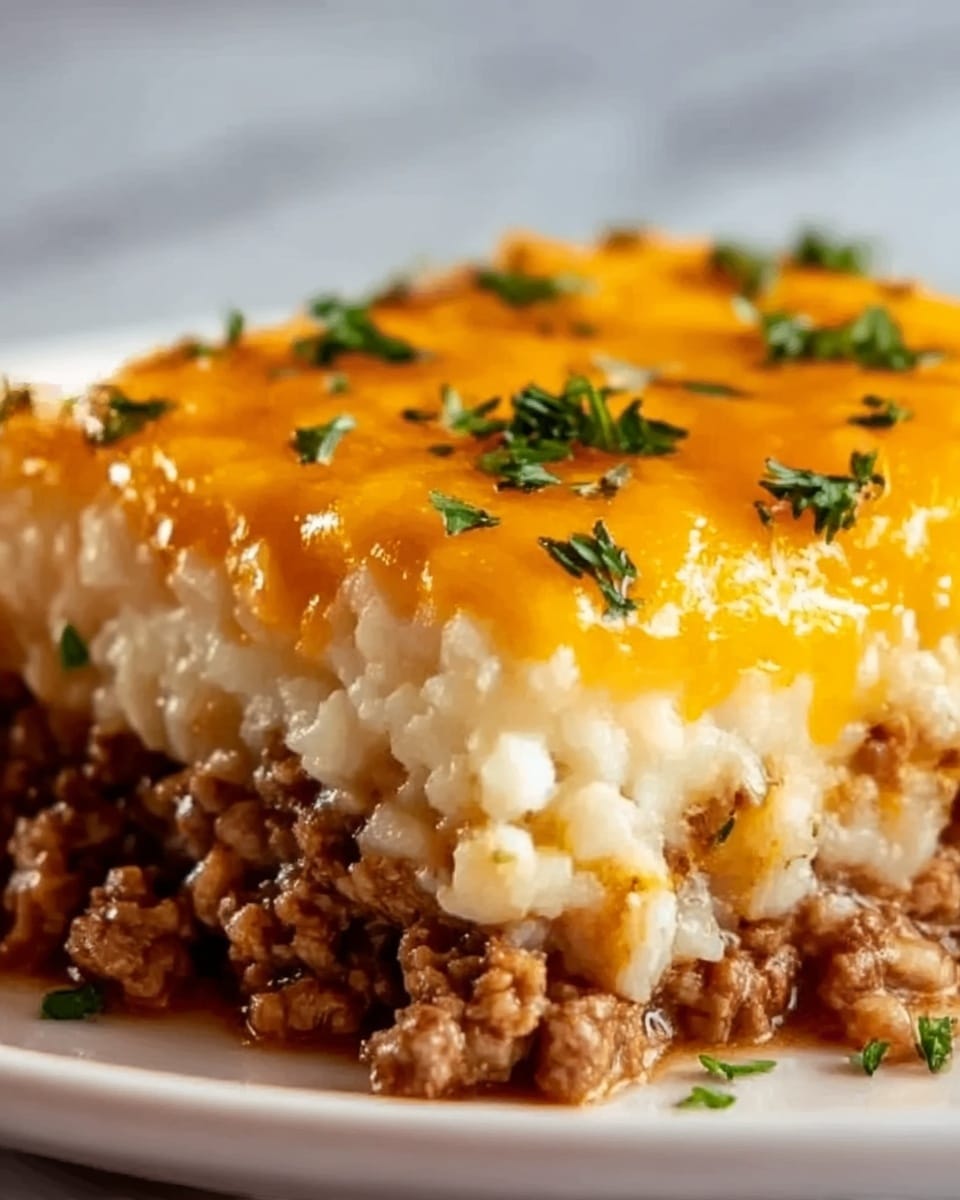Cheddar-Crusted Ground Beef and Rice Casserole Recipe - Recipe Image