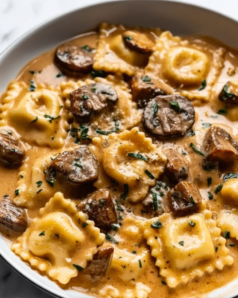 One-Skillet Garlic Butter Steak & Cheese Ravioli Recipe - Recipe Image