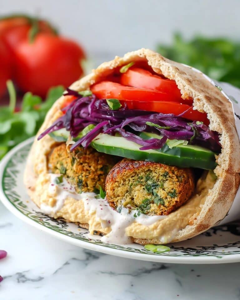 Falafel Wrap with Hummus, Fresh Vegetables, and Tahini Dressing Recipe