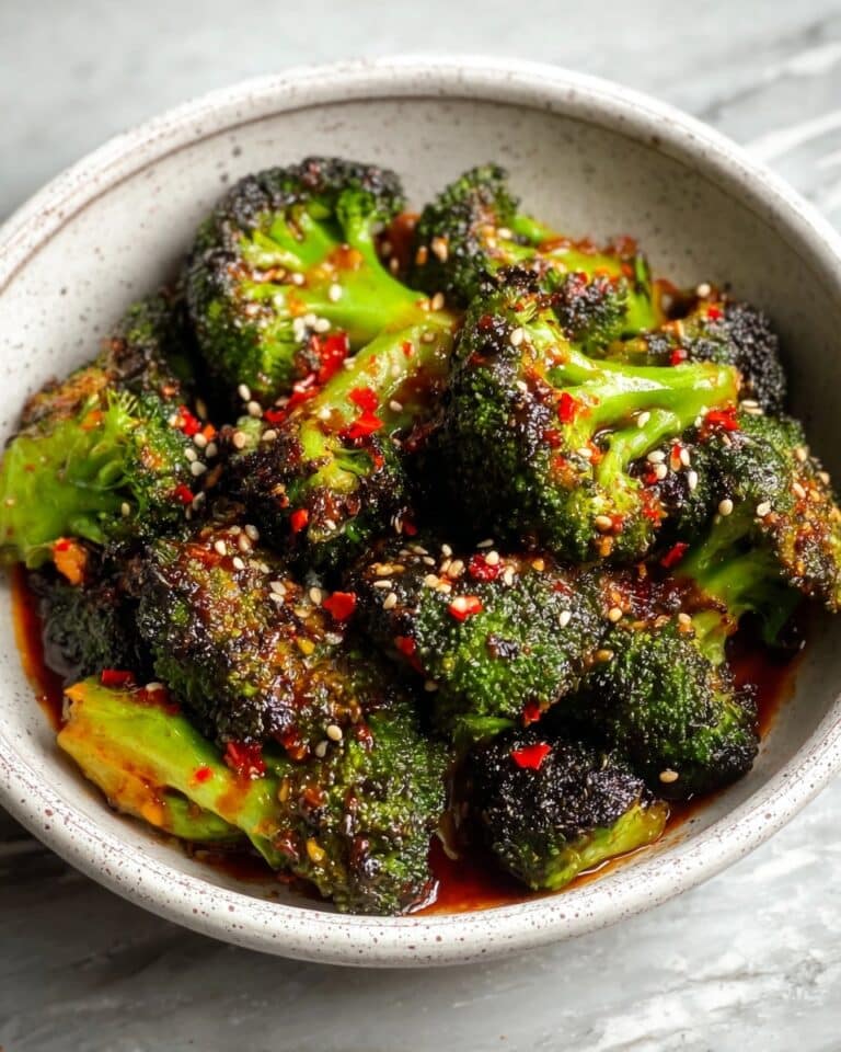 Smashed Chilli Garlic Broccoli with Peanut Butter Dipping Sauce Recipe