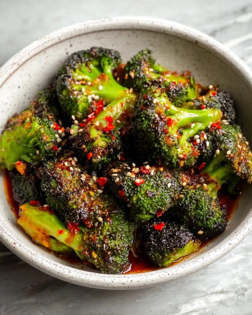 Smashed Chilli Garlic Broccoli with Peanut Butter Dipping Sauce Recipe