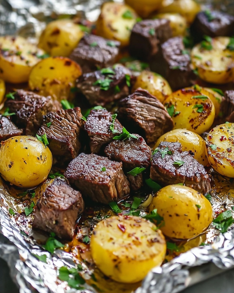 Garlic Steak and Potato Foil Packs Recipe