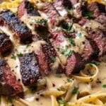 Spicy Cajun Steak with Creamy Alfredo Pasta Recipe