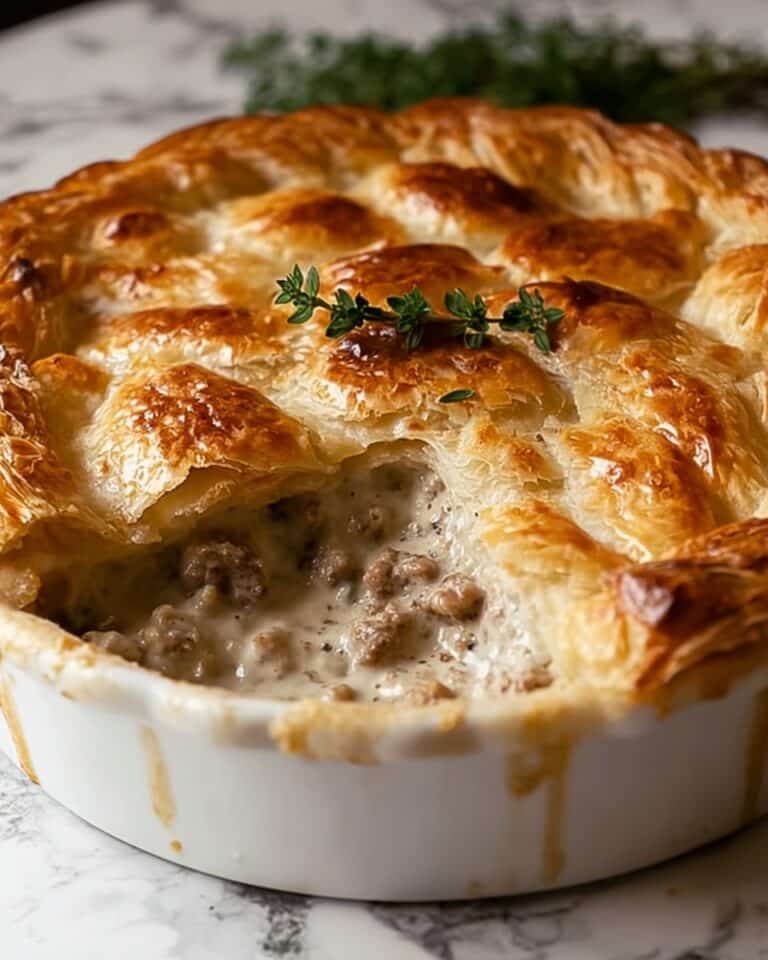 Creamy Sausage Pie with Flaky Puff Pastry Recipe