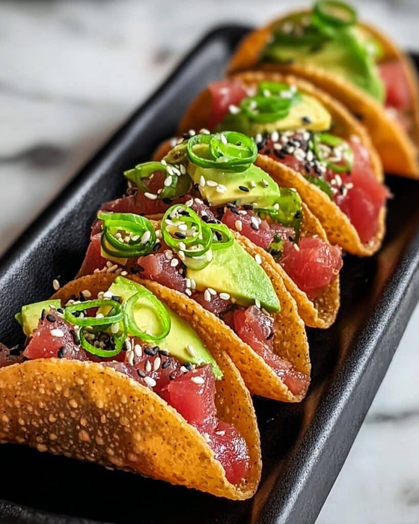 Spicy Tuna Tartare Wonton Tacos Recipe