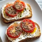 Ricotta & Tomato Toast with Sesame Seeds and Olive Oil Recipe
